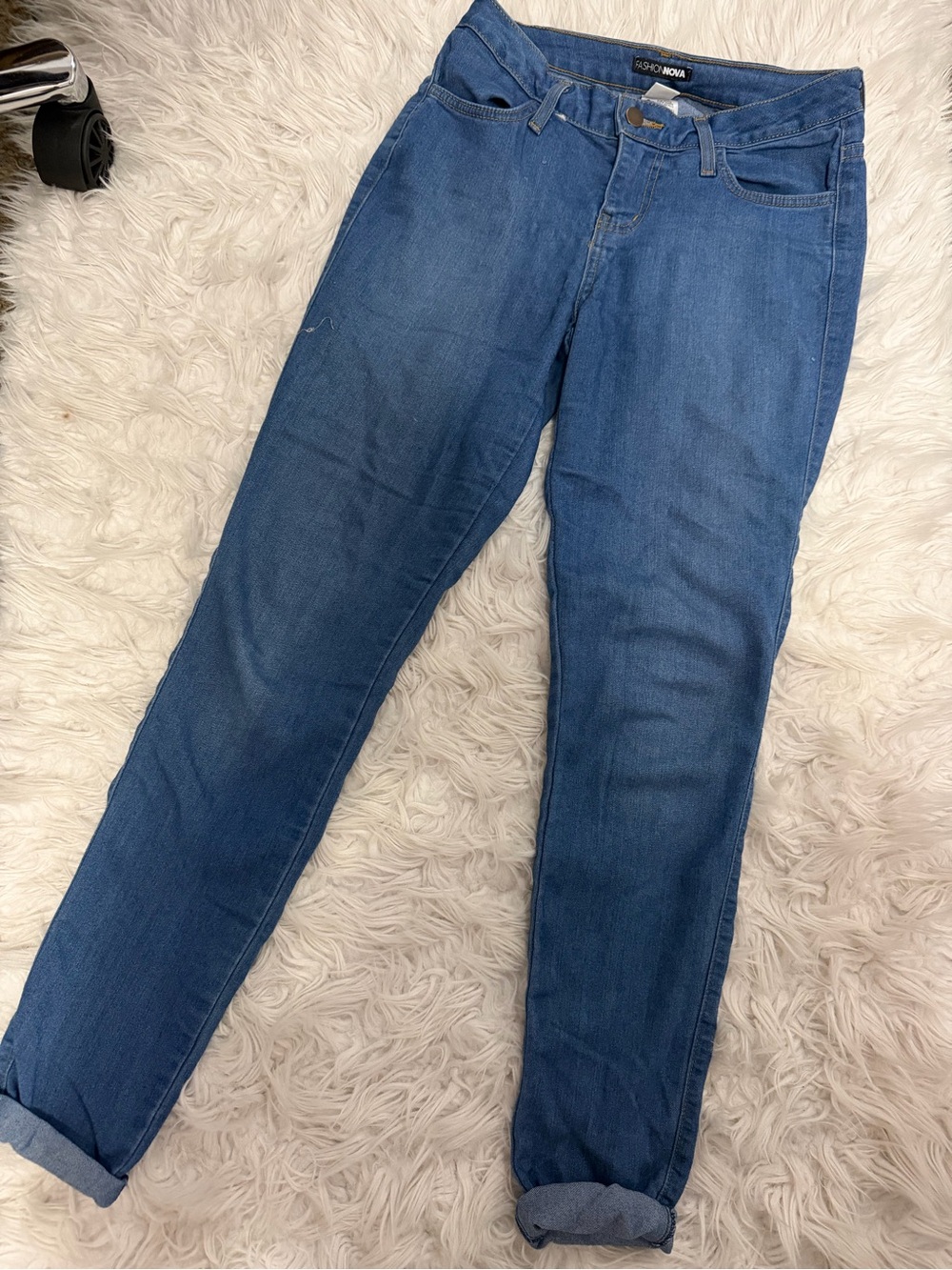 Fashion Nova womens Slim Straight Jeans - Blue Denim